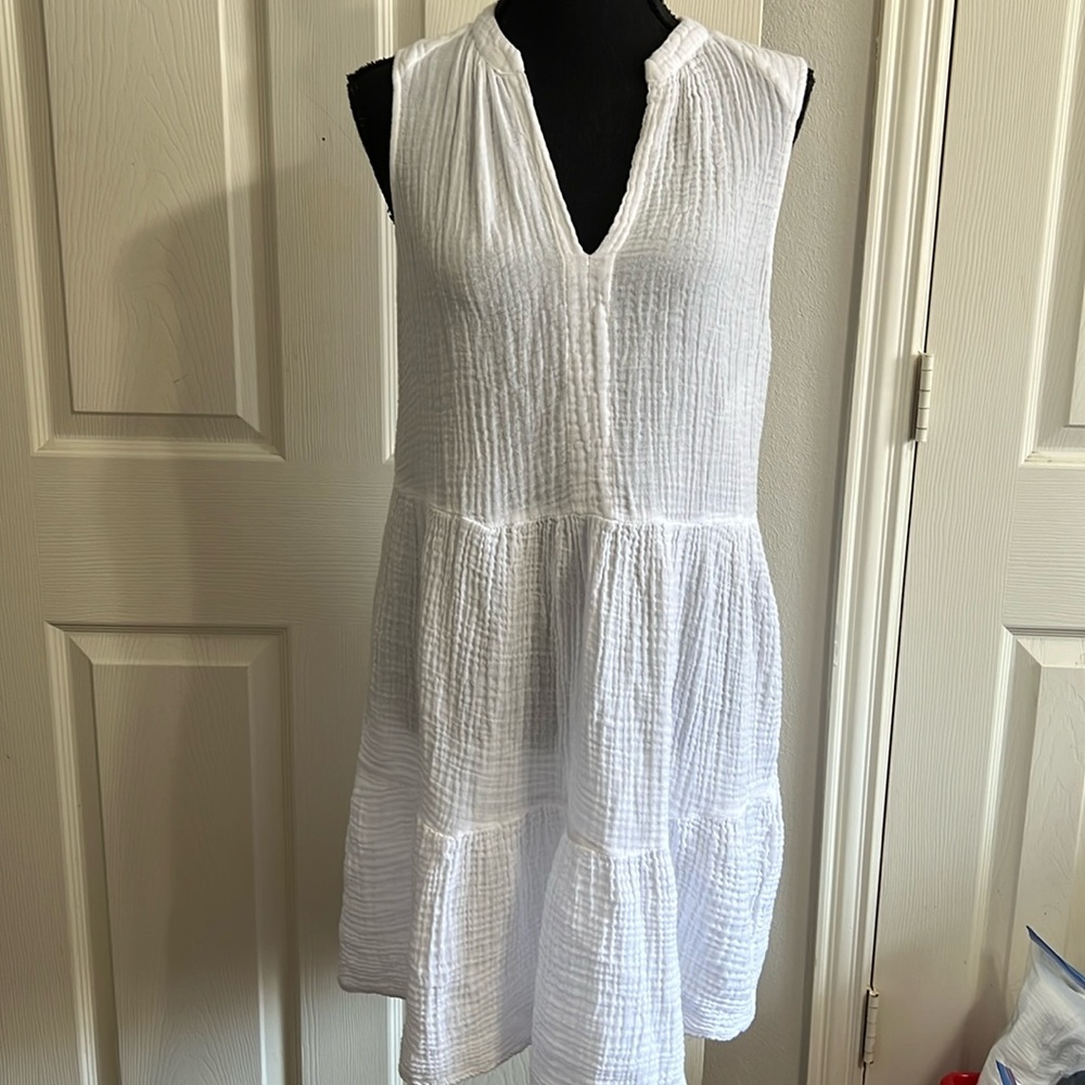 New! Michael Stars Daisy White Tiered Gauze Dress Size XS